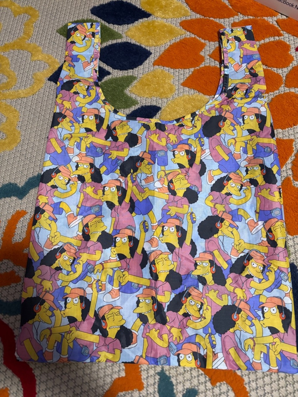 RARE BAGGU like new STANDARD THE SIMPSONS OTTO MANN Multicolor Cartoon Print bag